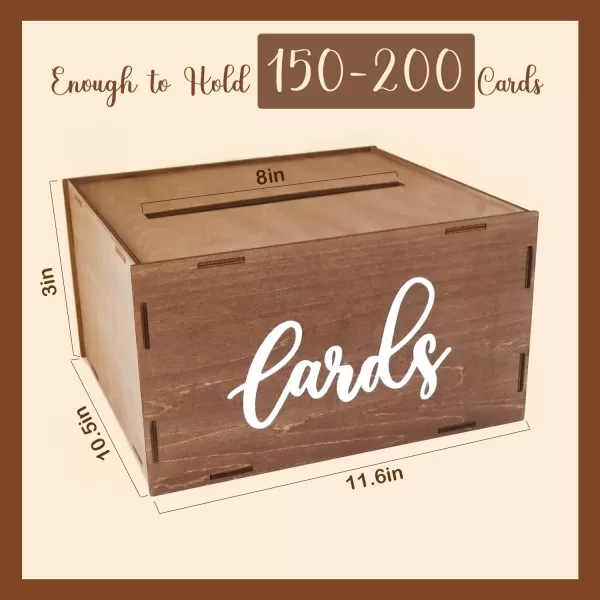 OurWarm Silver Wedding Card Box for Wedding Reception Wooden Card Boxes with Light Gift Card Box Money Holder with Lock for Reception Anniversary Shower Rustic Wedding Decorations Birthday GraduationBrown