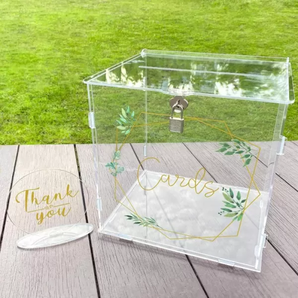 OurWarm Acrylic Wedding Card Box with Lock Gift Card Box for Wedding Reception Wedding Money Card Box for Party Graduation Birthday Baby Shower Decorations10L x 10W x 9H