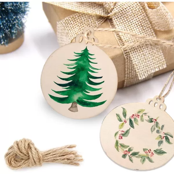 50Pcs Natural Wood Slices 35quot DIY Wooden Christmas Ornaments Unfinished Round Wood Discs for Crafts Centerpieces Holiday Hanging Decorations