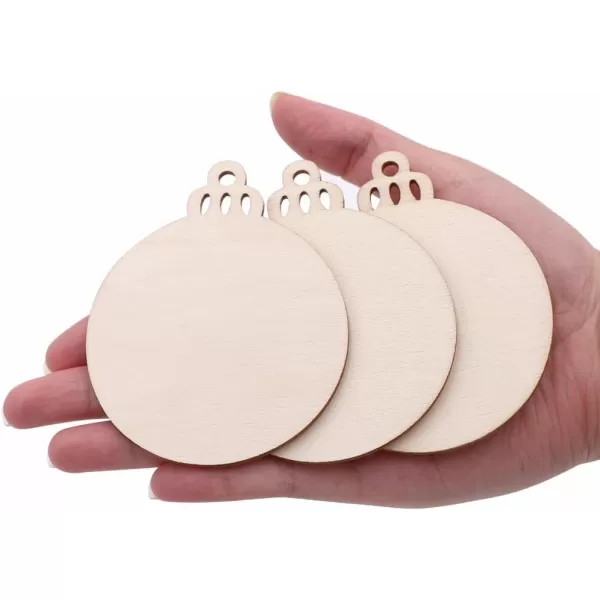 50Pcs Natural Wood Slices 35quot DIY Wooden Christmas Ornaments Unfinished Round Wood Discs for Crafts Centerpieces Holiday Hanging Decorations