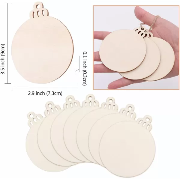 50Pcs Natural Wood Slices 35quot DIY Wooden Christmas Ornaments Unfinished Round Wood Discs for Crafts Centerpieces Holiday Hanging Decorations