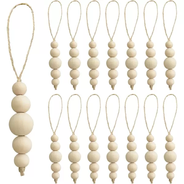 OurWarm 12 Pcs Wood Beads Christmas Tree Ornaments Wooden Beads 4 Style Boho Christmas Decor Xmas Tree Hanging Beads Farmhouse Christmas Ornaments Beads for Christmas Tree Decor Home Decor1
