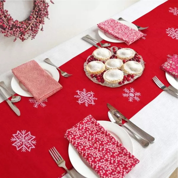 OurWarm 15 x 70 Inch Embroidered Christmas Table Runner Red Table Linens for Christmas Decorations Luxury Holly Poinsettia Table Runner for Dining Kitchen ampamp Dining TableRed Table Runner