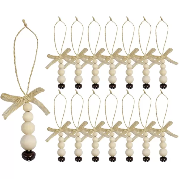 OurWarm 15Pcs Wooden Beads Christmas Tree Ornaments Wood Beads Boho Christmas Decor Christmas Tree Beads with Bowknot ampamp Bell Farmhouse Christmas Tree Decorations for Christmas Tree Decor Home Decor1