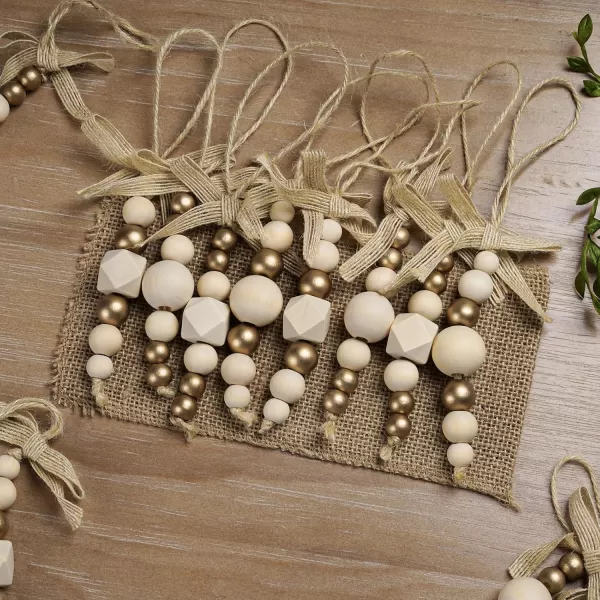 OurWarm 15Pcs Wooden Beads Christmas Tree Ornaments Wood Beads Boho Christmas Decor Christmas Tree Beads with Bowknot ampamp Bell Farmhouse Christmas Tree Decorations for Christmas Tree Decor Home Decor1