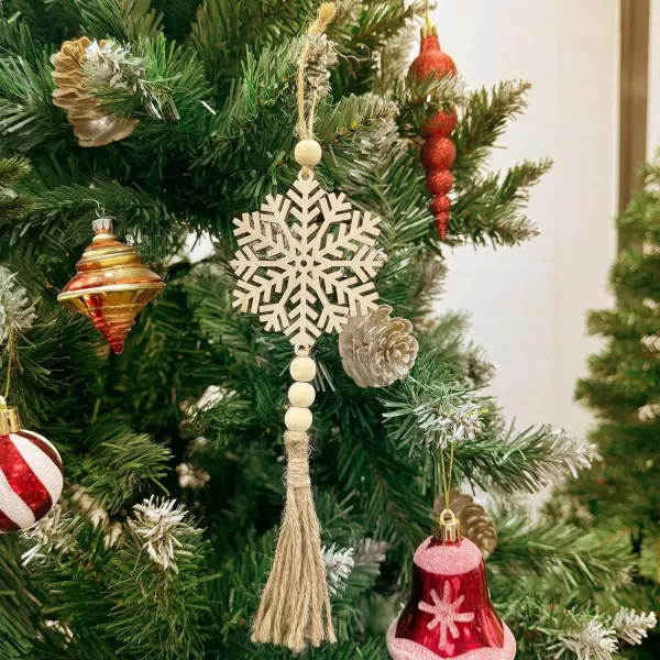 OurWarm 24Pcs Snowflakes Wooden Christmas Ornaments Christmas Tree Decorations 2 Style Wooden Snowflakes Decorations Christmas Ornaments Set Christmas Tree Ornaments for Christmas Tree Decor