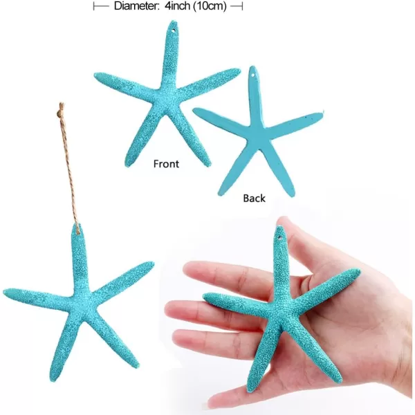 OurWarm 30pcs Resin Pencil White Starfish Decor for Weddings Dried Hanging Starfish Christmas Tree Ornaments with Hemp Rope for Home and Craft Projects 4InchBlue