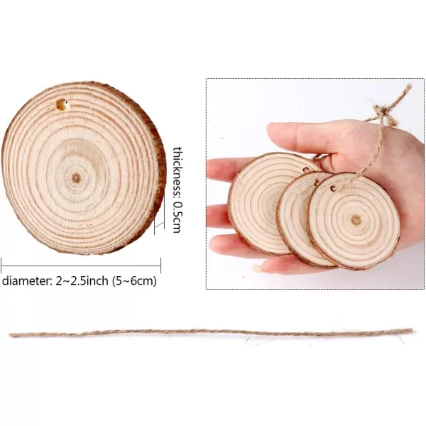 OurWarm 50pcs Natural Wood Slices Unfinished Wood Circles for Crafts Centerpieces 2025 Inches Predrilled Wood Craft Kit for Arts and DIY Christmas Tree Ornaments