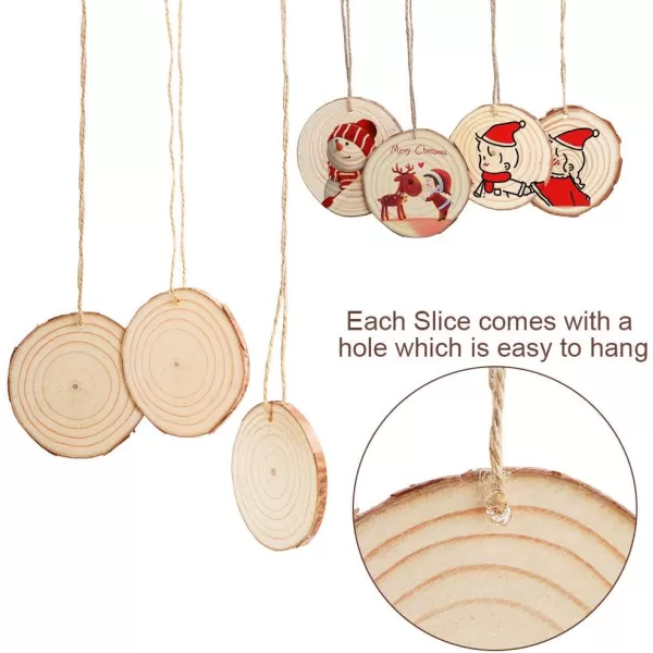 OurWarm 50pcs Natural Wood Slices Unfinished Wood Circles for Crafts Centerpieces 2025 Inches Predrilled Wood Craft Kit for Arts and DIY Christmas Tree Ornaments