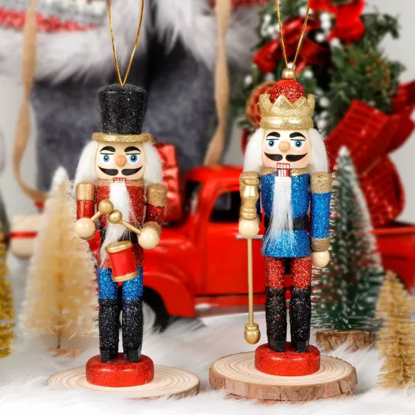 OurWarm 6pcs Glittery Nutcrackers Ornaments Nutcracker Figures with Opening Mouths Christmas Decorations for Xmas Tree Table Decor