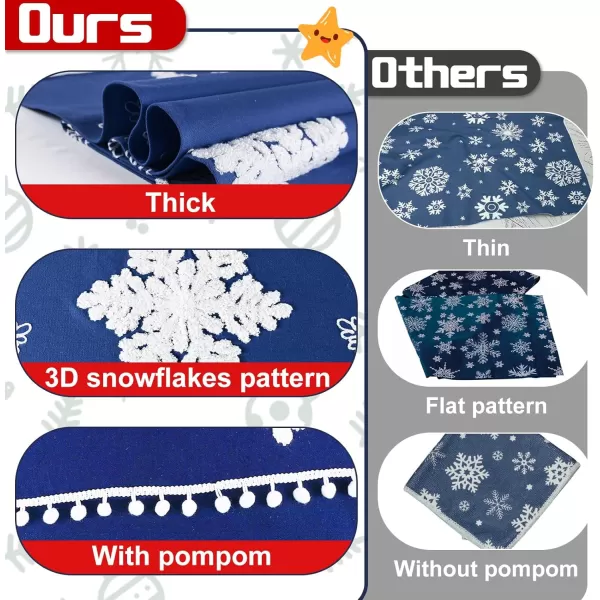OurWarm Christmas Table Runner 72 Inches Long Blue Table Runner with 3D Snowflake Christmas Runner Holiday Table Runners for Christmas Dining Table Decorations