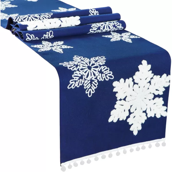 OurWarm Christmas Table Runner 72 Inches Long Blue Table Runner with 3D Snowflake Christmas Runner Holiday Table Runners for Christmas Dining Table Decorations
