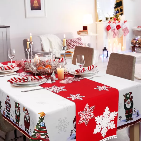 OurWarm Christmas Table Runner 72 Inches Long Red Table Runner with 3D Snowflake Christmas Runner Holiday Table Runners for Christmas Dining Table Decorations