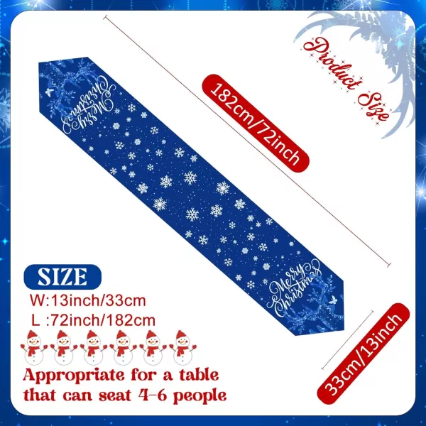 OurWarm Christmas Table Runner Flower Table Runner 72 Inches Long Poinsettia Table Runner for Christmas Dining Table DecorationsBlue