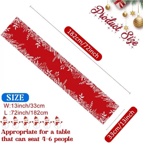 OurWarm Christmas Table Runner Red Table Runner Linen Holiday Table Runners 72 Inches Long Holly Leaf Christmas Runner for Table Dining Kitchen Party Christmas Decorations Indoor Home Decor