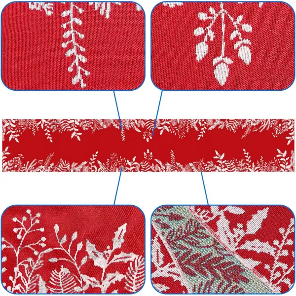 OurWarm Christmas Table Runner Red Table Runner Linen Holiday Table Runners 72 Inches Long Holly Leaf Christmas Runner for Table Dining Kitchen Party Christmas Decorations Indoor Home Decor