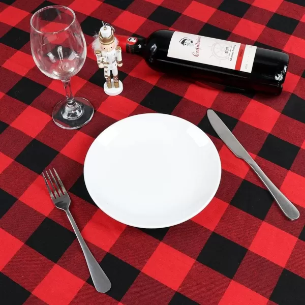 OurWarm Christmas Tablecloth Rectangle Buffalo Plaid Tablecloth 60 x 84 Inches with 100 Cotton Waterproof Red and Black Checkered Tablecloth for Christmas Table Decor