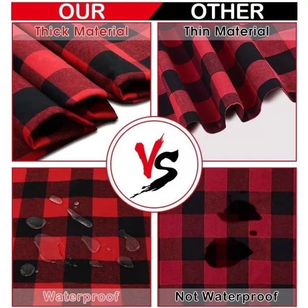OurWarm Christmas Tablecloth Round Buffalo Plaid Tablecloth 70 x 70 Inches with 100 Cotton Waterproof Red and Black Checkered Tablecloth for Christmas Table Decor