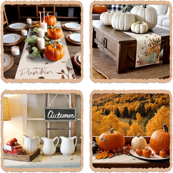 OurWarm Fall Table Runner 72 Inches Long Pumpkin Autumn Harvest Thanksgiving Table Runners Holiday Dining Room Kitchen Table Party Decorations 13 x 72 Inch