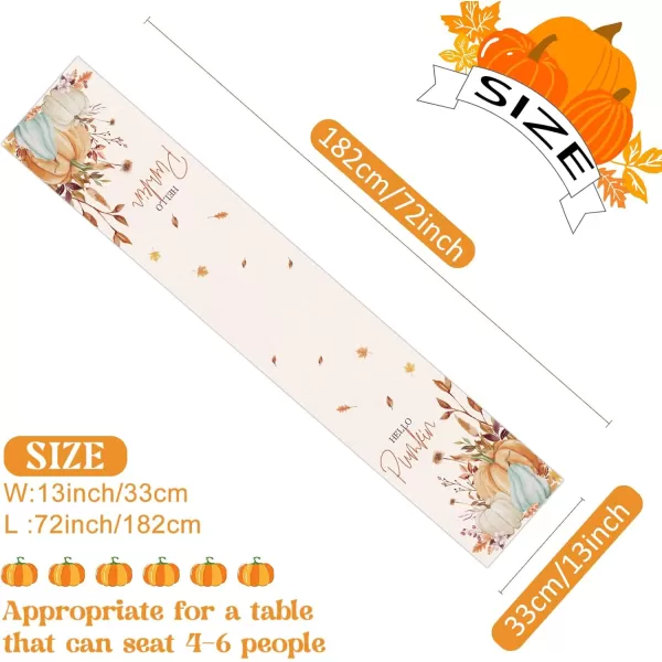 OurWarm Fall Table Runner 72 Inches Long Pumpkin Autumn Harvest Thanksgiving Table Runners Holiday Dining Room Kitchen Table Party Decorations 13 x 72 Inch