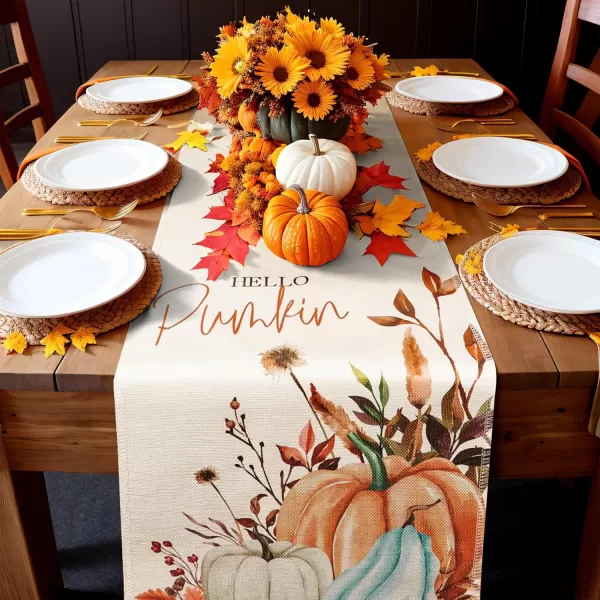 OurWarm Fall Table Runner 72 Inches Long Pumpkin Autumn Harvest Thanksgiving Table Runners Holiday Dining Room Kitchen Table Party Decorations 13 x 72 Inch