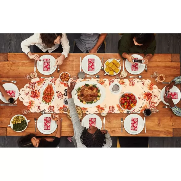 OurWarm Fall Table Runner Maple Leaves Thanksgiving Table Runner 15 x 67 Inch Embroidered Autumn Harvest Table Decor for Fall Thanksgiving Decorations