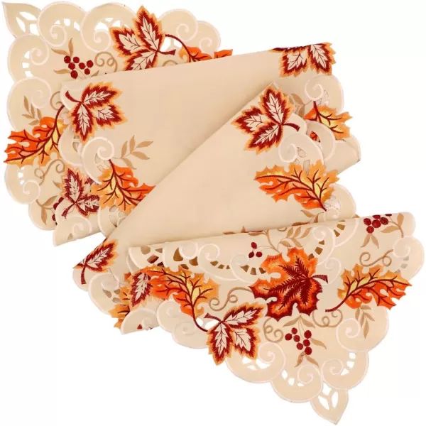 OurWarm Fall Table Runner Maple Leaves Thanksgiving Table Runner 15 x 67 Inch Embroidered Autumn Harvest Table Decor for Fall Thanksgiving Decorations