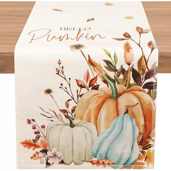 OurWarm Fall Table Runner 72 Inches Long Pumpkin Autumn Harvest Thanksgiving Table Runners Holiday Dining Room Kitchen Table Party Decorations 13 x 72 Inch