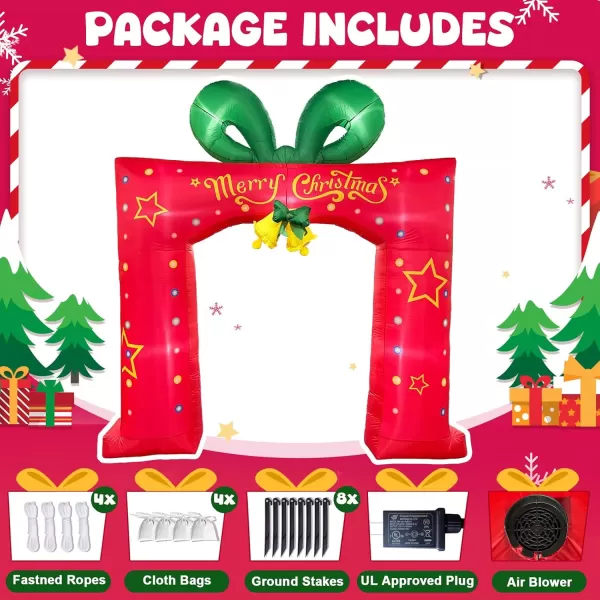 imageOurWarm 10 FT Christmas Inflatable Outdoor Decoration Giant Red Present Box Christmas Archway Inflatable Christmas Blow Ups Builtin LED Lights Christmas Inflatables Arch for Xmas Lawn Yard Garden