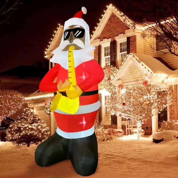 imageOurWarm 10 FT Christmas Inflatables Outdoor Decorations Black Santa Claus Plays Saxophone with LED Lights Blow Up Yard Christmas Decorations for Holiday Xmas Decor Home Outside Lawn Yard Garden PartySanta