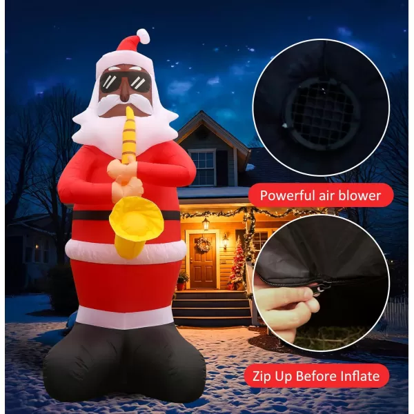 imageOurWarm 10 FT Christmas Inflatables Outdoor Decorations Black Santa Claus Plays Saxophone with LED Lights Blow Up Yard Christmas Decorations for Holiday Xmas Decor Home Outside Lawn Yard Garden PartySanta