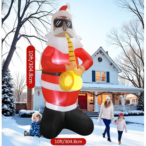 imageOurWarm 10 FT Christmas Inflatables Outdoor Decorations Black Santa Claus Plays Saxophone with LED Lights Blow Up Yard Christmas Decorations for Holiday Xmas Decor Home Outside Lawn Yard Garden PartySanta