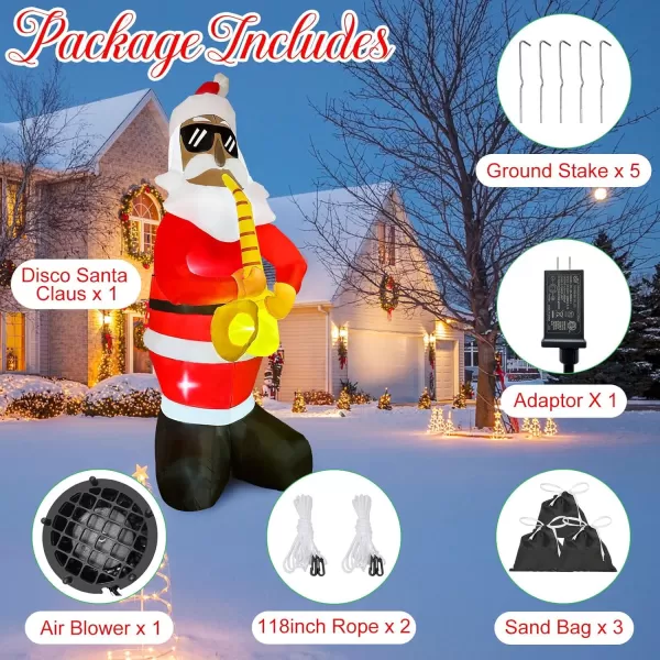 imageOurWarm 10 FT Christmas Inflatables Outdoor Decorations Black Santa Claus Plays Saxophone with LED Lights Blow Up Yard Christmas Decorations for Holiday Xmas Decor Home Outside Lawn Yard Garden PartySanta