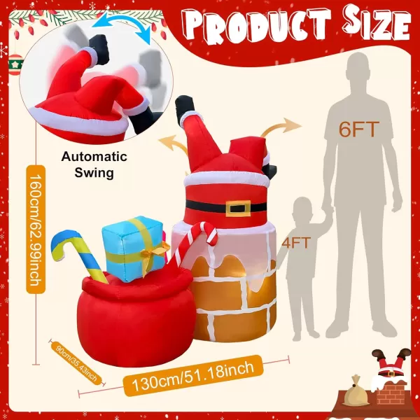 imageOurWarm 5 FT Christmas Inflatable Outdoor Decoration Climbing Animated Inflatable Santa with Builtin LEDs Blow Up Christmas Decorations Outdoor Christmas Inflatables for Lawn Garden Holiday Decor