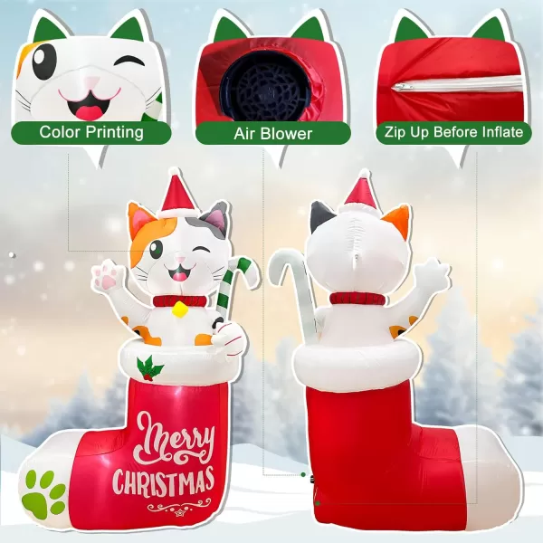 imageOurWarm 6 FT Christmas Inflatable Outdoor Decoration Cat Christmas Inflatable in Stockings Christmas Blow up Yard Decorations with LED Lights Cat Christmas Decorations Outdoor for Yard Garden Lawn6FT Cat Christmas Inflatable