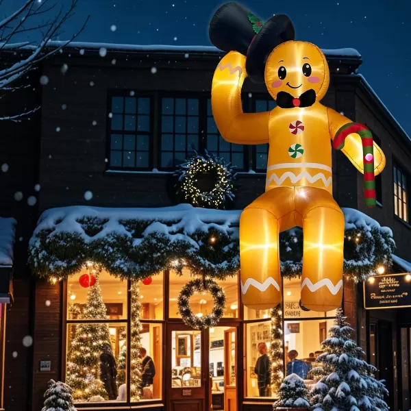 imageOurWarm 6 FT Christmas Inflatable Outdoor Decoration Cat Christmas Inflatable in Stockings Christmas Blow up Yard Decorations with LED Lights Cat Christmas Decorations Outdoor for Yard Garden Lawn10FT Gingerbread Inflatable