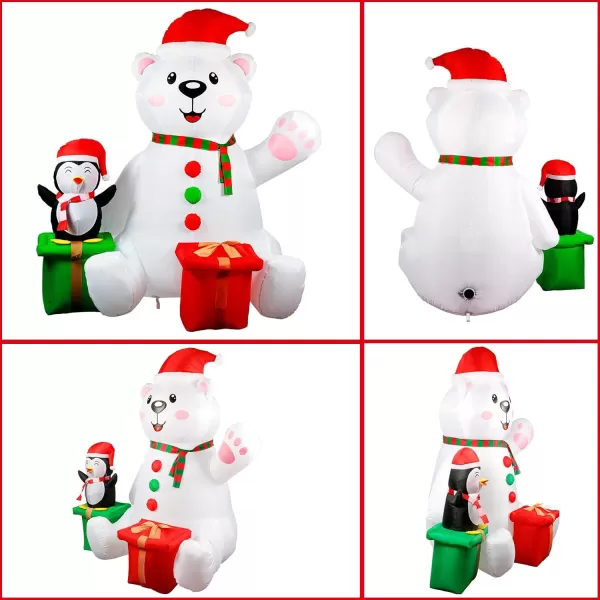 imageOurWarm 6FT Christmas Inflatables Outdoor Decorations Polar Bear Inflatable with Penguin Christmas Blow up Yard Decorations with LED Light Up for Xmas Holiday Party Decor Outdoor Lawn Yard Garden