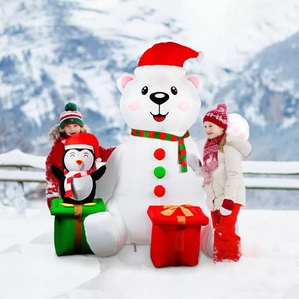 imageOurWarm 6FT Christmas Inflatables Outdoor Decorations Polar Bear Inflatable with Penguin Christmas Blow up Yard Decorations with LED Light Up for Xmas Holiday Party Decor Outdoor Lawn Yard Garden