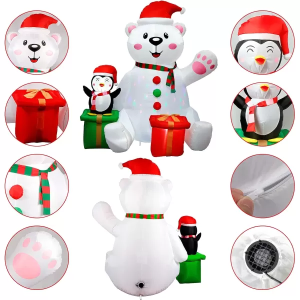 imageOurWarm 6FT Christmas Inflatables Outdoor Decorations Polar Bear Inflatable with Penguin Christmas Blow up Yard Decorations with LED Light Up for Xmas Holiday Party Decor Outdoor Lawn Yard Garden