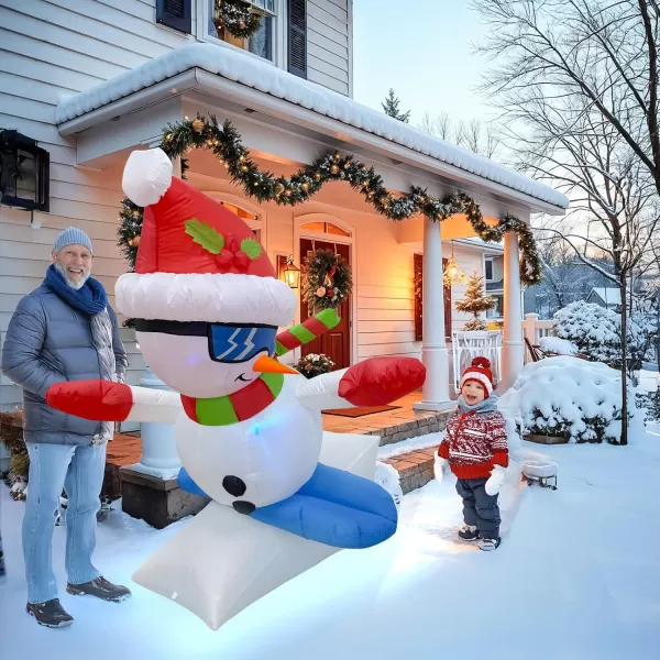 imageOurWarm 6FT Christmas Inflatables Snowman Skiing Christmas Inflatable Outdoor Decorations with Flashing LEDs Blow Up Christmas Decorations Outdoor Snowboard for Xmas Yard Lawn Garden Holiday Decor