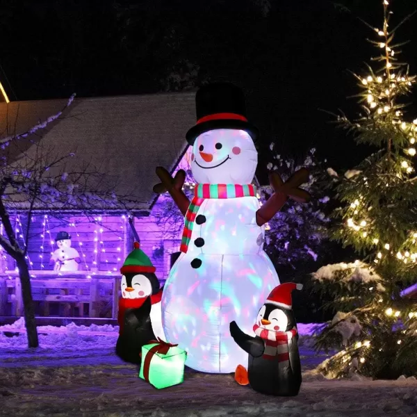 imageOurWarm 6ft Christmas Inflatables Outdoor Decorations Blow Up Snowman Penguins Inflatable with Rotating LED Lights for Christmas Indoor Outdoor Yard Garden Decorations6FT Christmas Inflatable