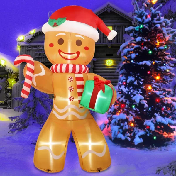 imageOurWarm 8ft Christmas Inflatables Outdoor Decorations Gingerbread Man Giant Inflatable Christmas Yard Decorations with LED Lights Blow Up Christmas Decorations for Outdoor Indoor Lawn Garden Decor