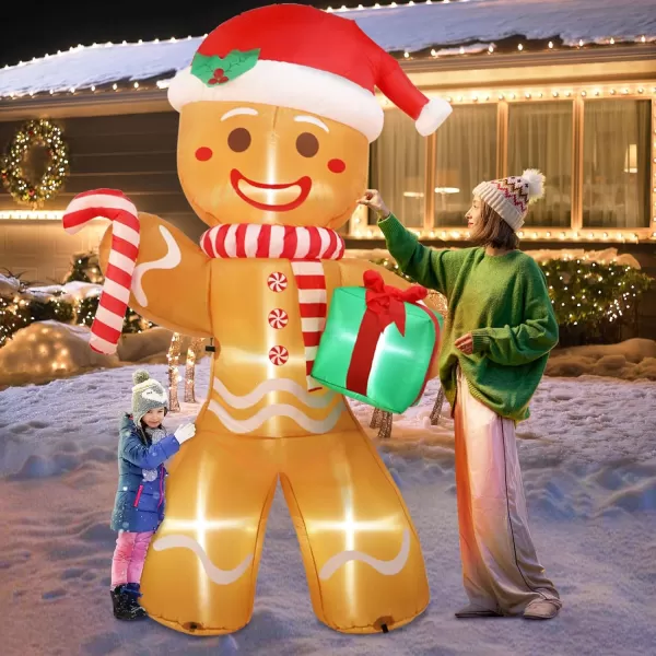 imageOurWarm 8ft Christmas Inflatables Outdoor Decorations Gingerbread Man Giant Inflatable Christmas Yard Decorations with LED Lights Blow Up Christmas Decorations for Outdoor Indoor Lawn Garden Decor