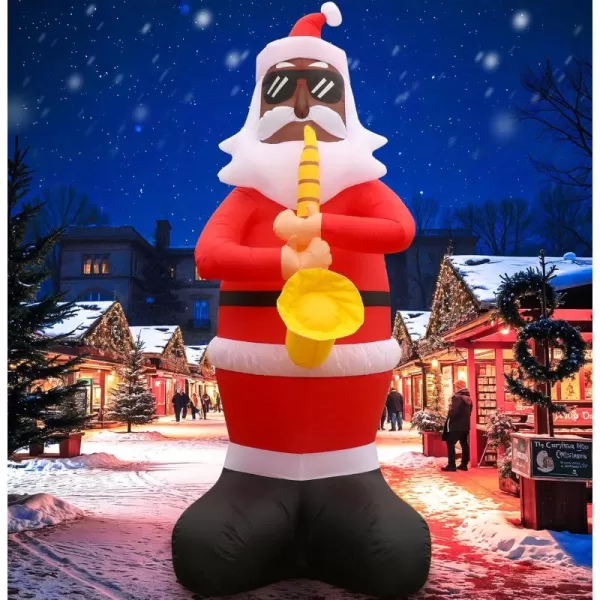 imageOurWarm 10 FT Christmas Inflatables Outdoor Decorations Black Santa Claus Plays Saxophone with LED Lights Blow Up Yard Christmas Decorations for Holiday Xmas Decor Home Outside Lawn Yard Garden PartySanta