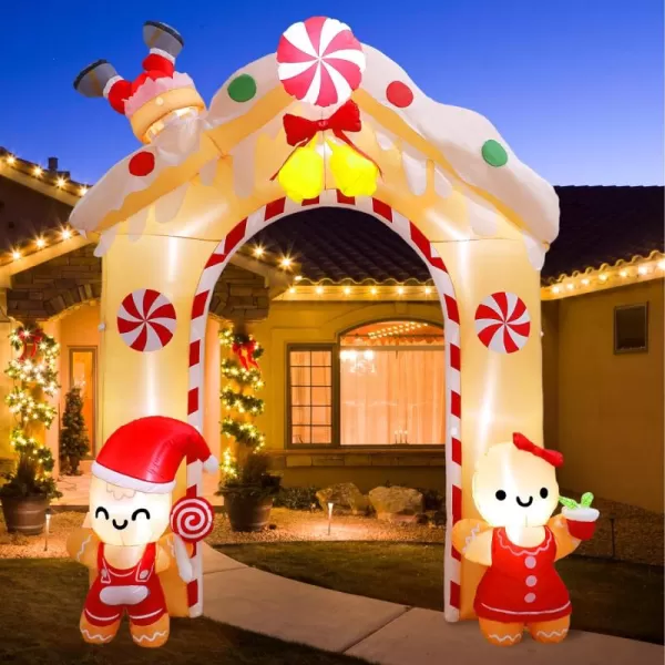 imageOurWarm 6ft Christmas Inflatables Outdoor Decorations Blow Up Snowman Penguins Inflatable with Rotating LED Lights for Christmas Indoor Outdoor Yard Garden DecorationsInflatable Archway 10FT