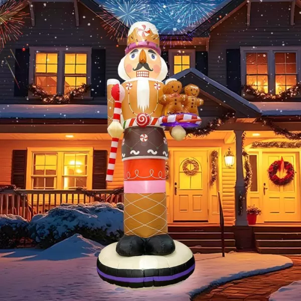 imageOurWarm 8FT Christmas Inflatable Outdoor Decoration Christmas Inflatables Gingerbread Nutcracker Christmas Blow Ups with LED Lights Inflatable Christmas Decorations Outdoor for Xmas Lawn Yard Decor