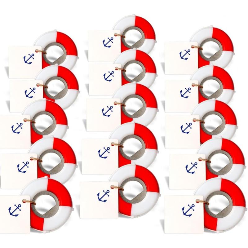 imagePartyTalk 50pcs Nautical Wedding Favors Lifesaver Bottle Opener with Anchor Tags and String Beach Wedding Gifts Nautical Baby Shower Birthday Party Decorations