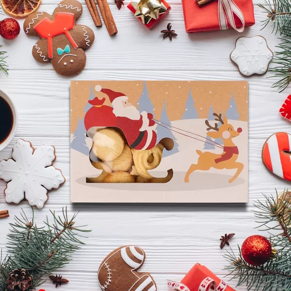 imageOurWarm 12 Pack Christmas Cookie Boxes for Gift Giving Large Christmas Cookie Tins Holiday Bakery Treat Boxes with Window Kraft Paper Food Packaging Containers for Christmas Xmas Party Supplies