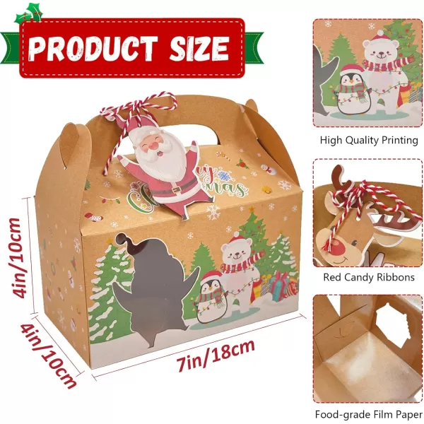 imageOurWarm 12 Packs Christmas Cookie Boxes Holiday Bakery Gift Boxes with Window and Tags Kraft Cupcake Boxes Tins Food Cookie Containers for Gift Giving Christmas Party Favor Fits 20 Cookies