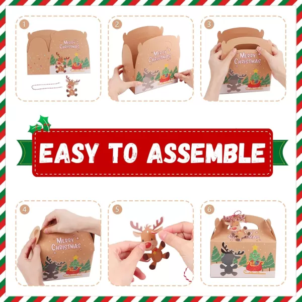 imageOurWarm 12 Packs Christmas Cookie Boxes Holiday Bakery Gift Boxes with Window and Tags Kraft Cupcake Boxes Tins Food Cookie Containers for Gift Giving Christmas Party Favor Fits 20 Cookies